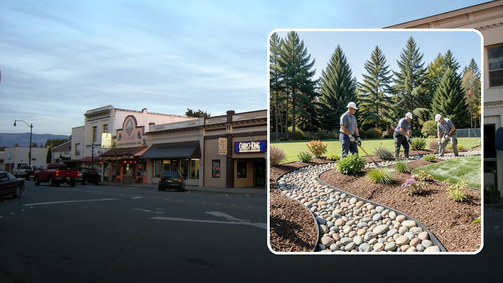 River Rock Installation in Burlington, Skagit County, WA - Smooth river rock installed for decorative beds, dry creek beds, and natural-looking drainage accents.