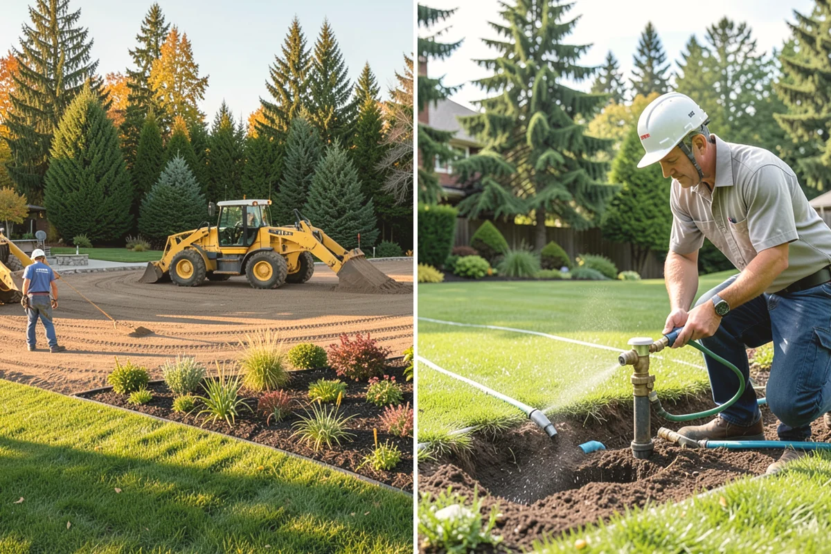 River Rock Installation in Burlington, Skagit County, WA - Lay out the bed or creek-bed path