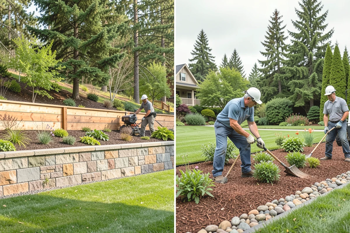 River Rock Installation in Covington, King County, WA - Lay out the bed or creek-bed path