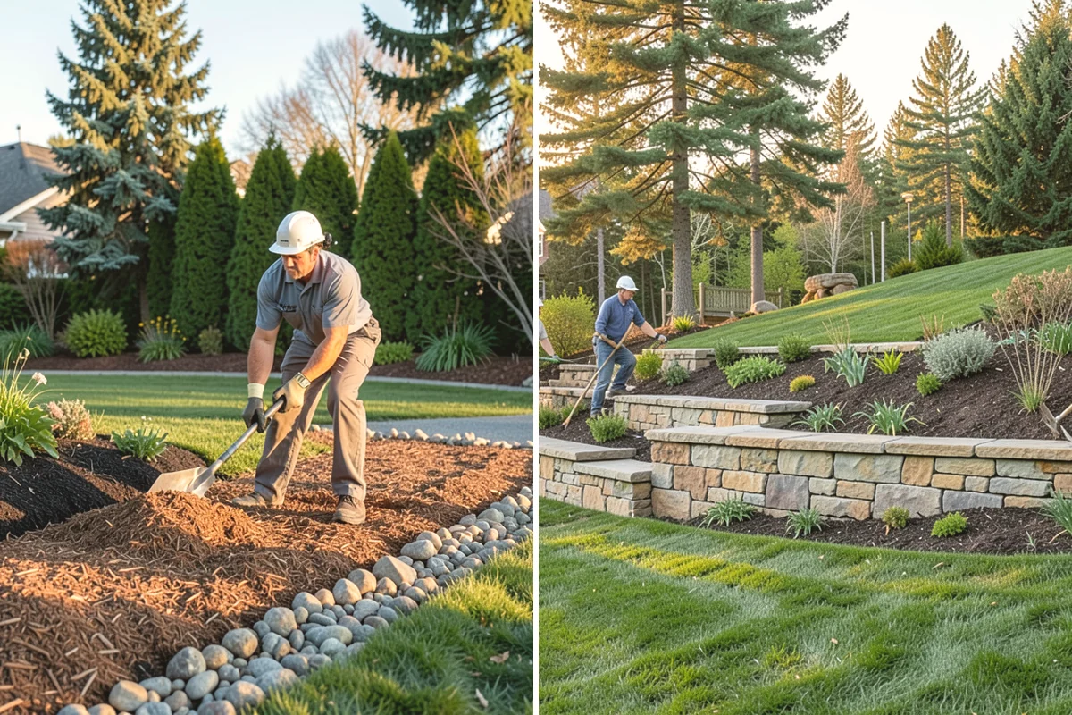 River Rock Installation in Duvall, King County, WA - Lay out the bed or creek-bed path