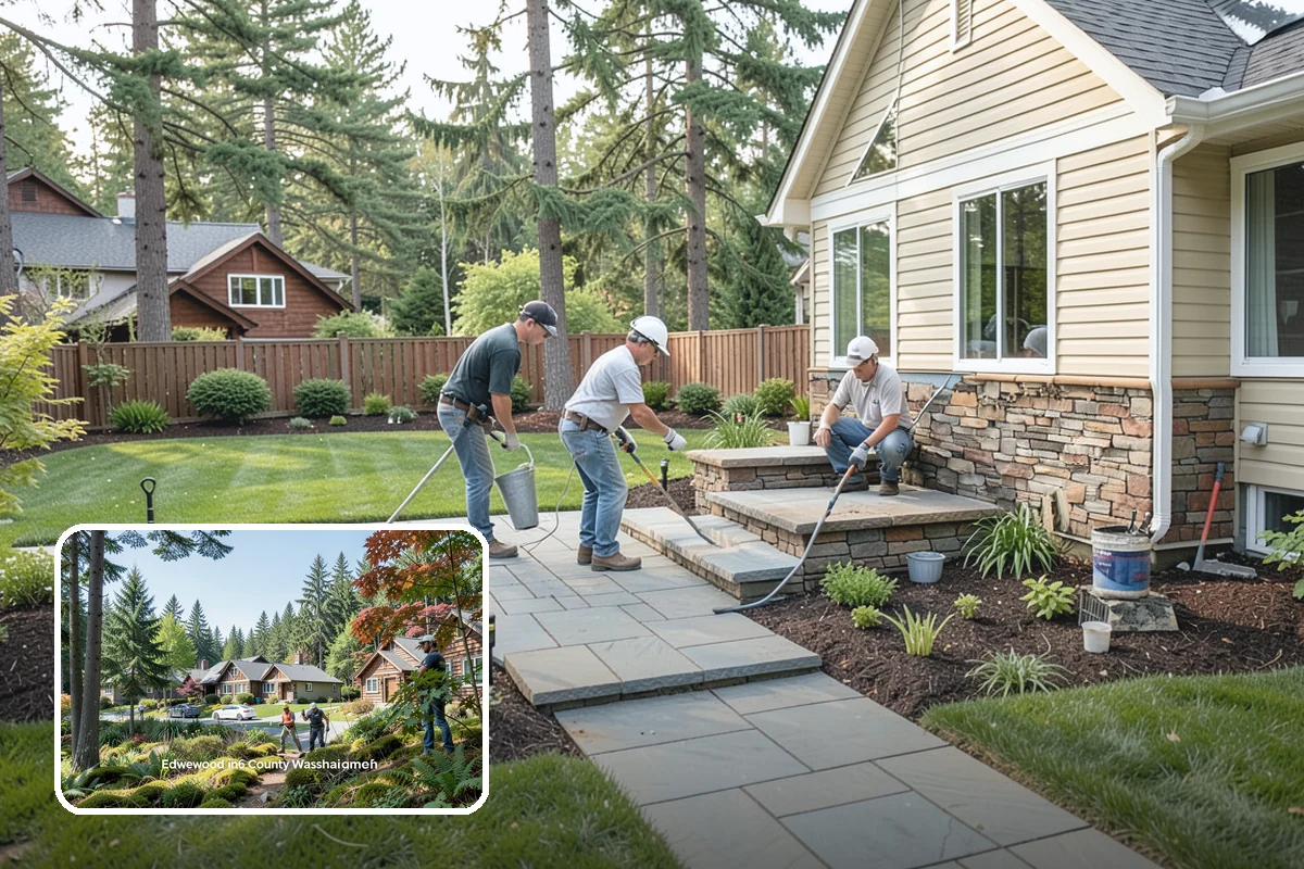 River Rock Installation in Edgewood, Pierce County, WA - Natural, water-worn decorative look