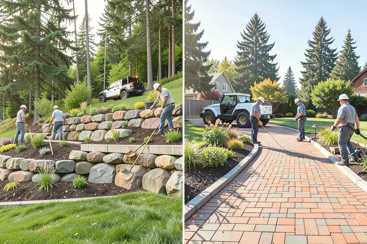 River Rock Installation in Edgewood, Pierce County, WA - Lay out the bed or creek-bed path