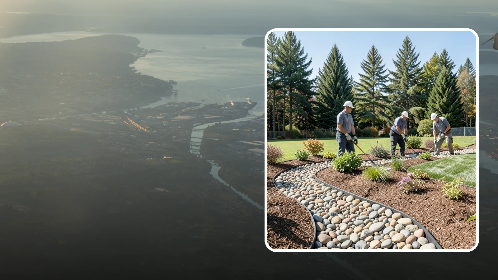 River Rock Installation in Fife, Pierce County, WA - Smooth river rock installed for decorative beds, dry creek beds, and natural-looking drainage accents.