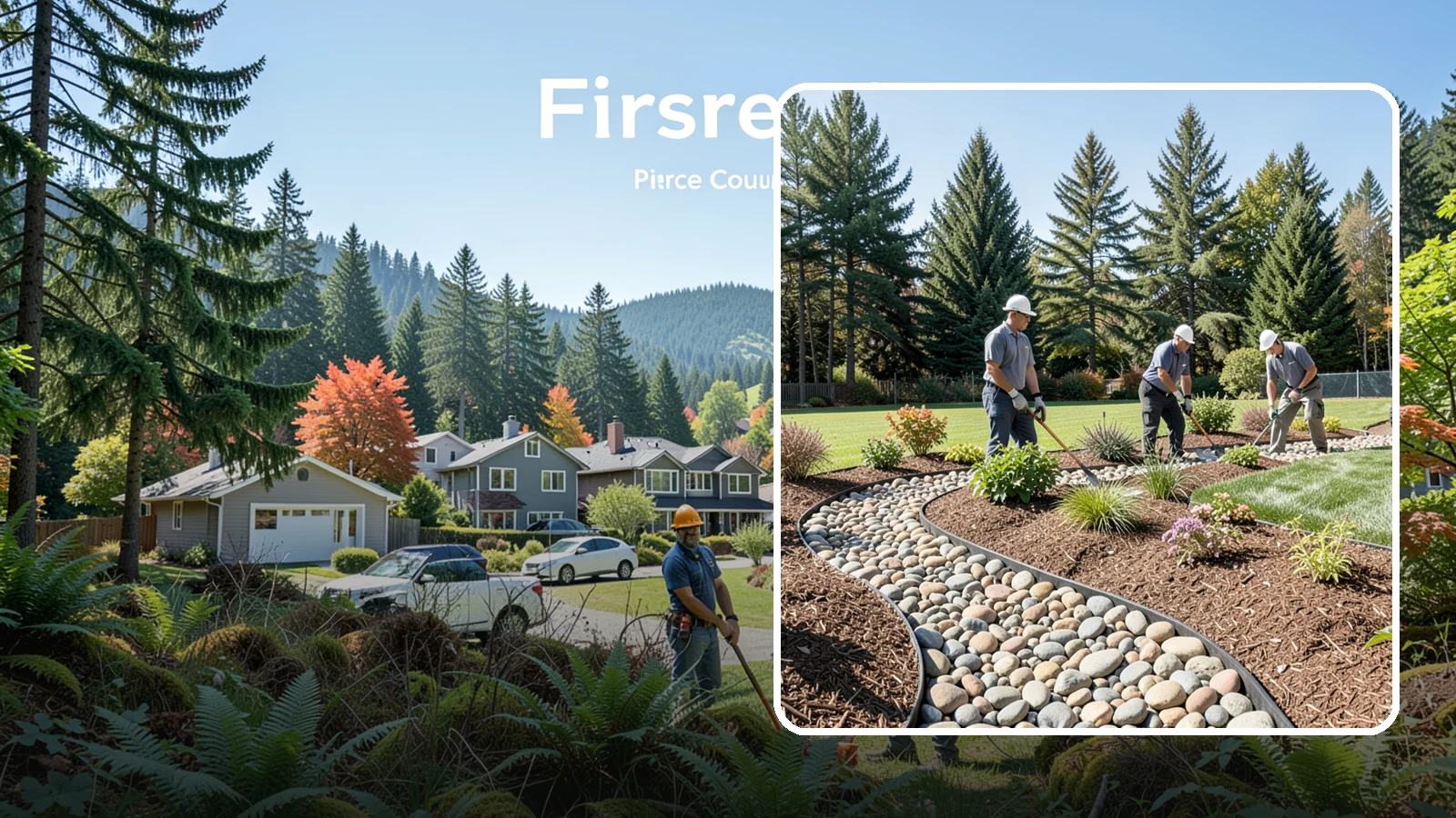 River Rock Installation in Fircrest, Pierce County, WA - Smooth river rock installed for decorative beds, dry creek beds, and natural-looking drainage accents.