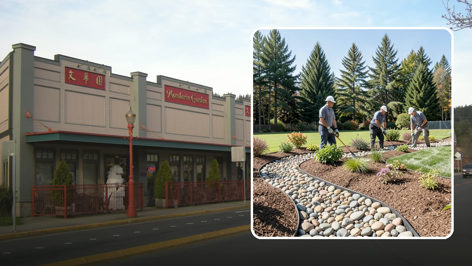 River Rock Installation in Issaquah, King County, WA - Smooth river rock installed for decorative beds, dry creek beds, and natural-looking drainage accents.
