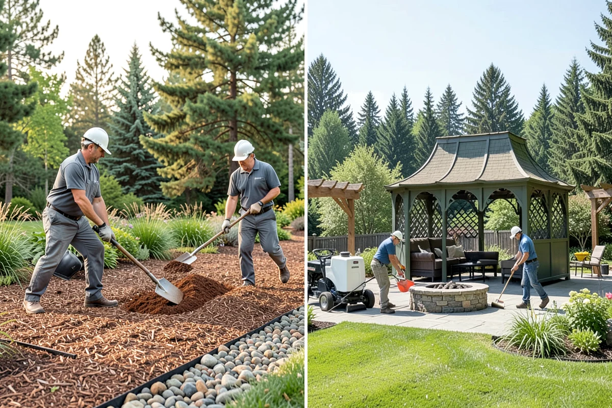 River Rock Installation in Kenmore, King County, WA - Lay out the bed or creek-bed path