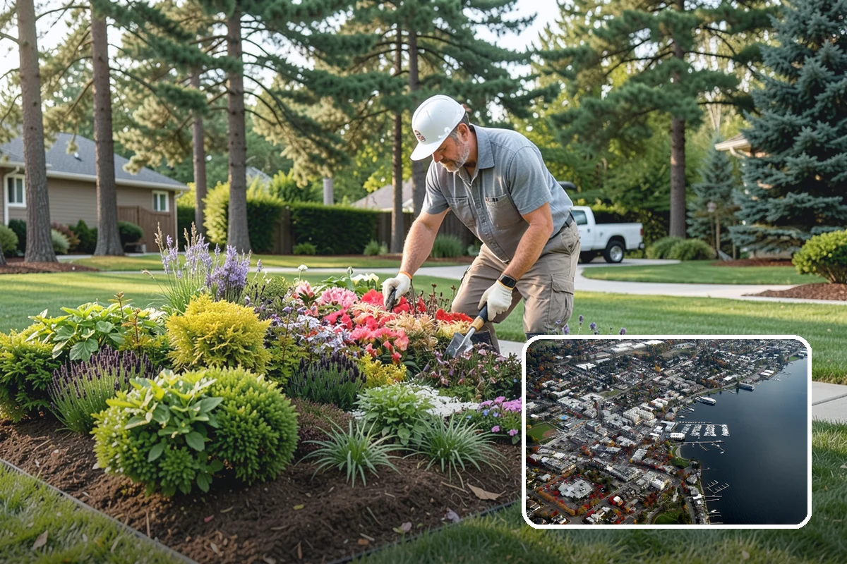 River Rock Installation in Kirkland, King County, WA - Natural, water-worn decorative look