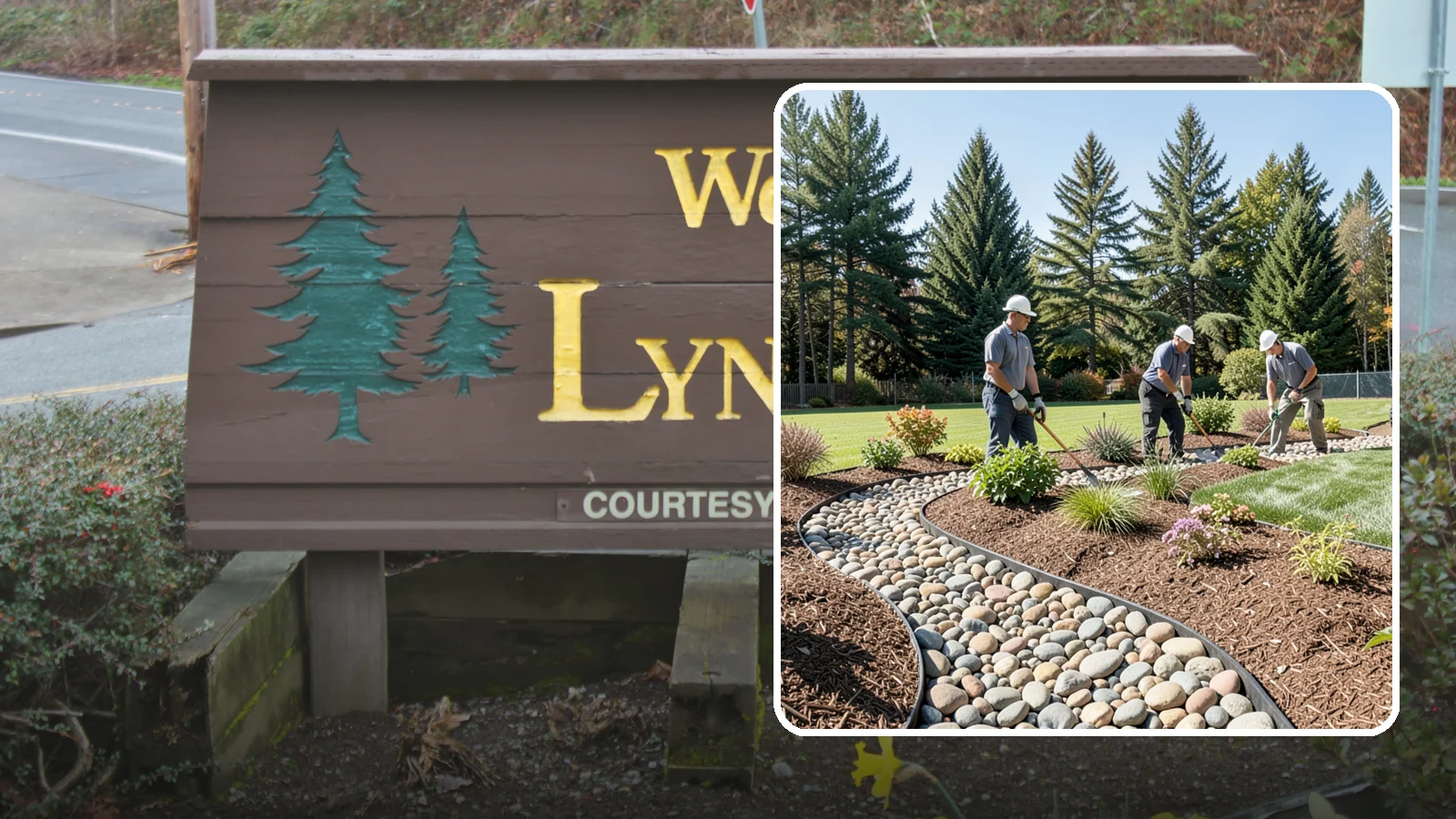 River Rock Installation in Lynnwood, Snohomish County, WA - Smooth river rock installed for decorative beds, dry creek beds, and natural-looking drainage accents.
