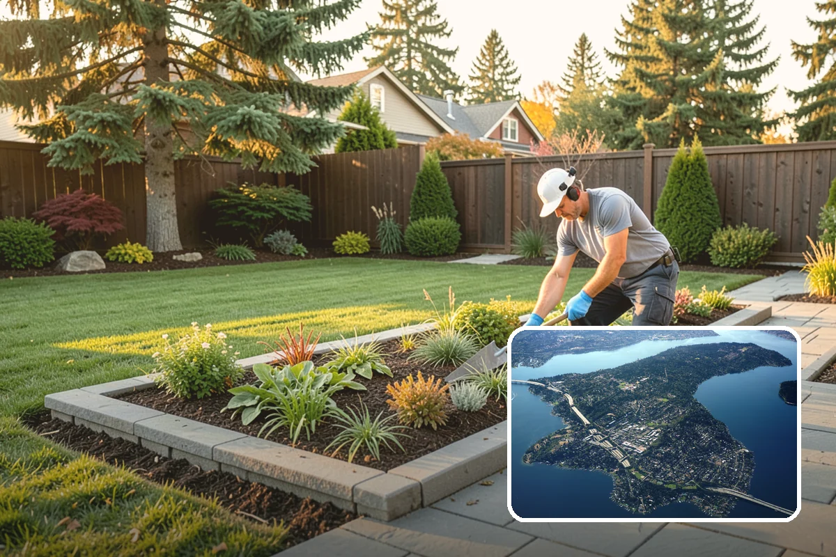 River Rock Installation in Mercer Island, King County, WA - Natural, water-worn decorative look