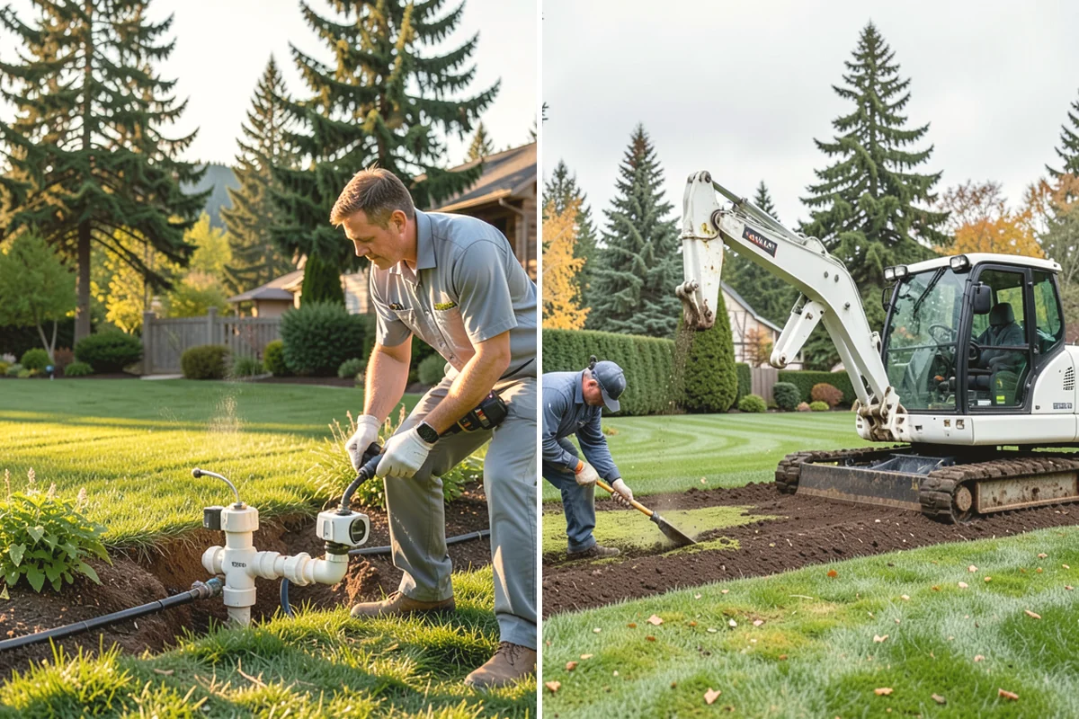 River Rock Installation in Mercer Island, King County, WA - Lay out the bed or creek-bed path