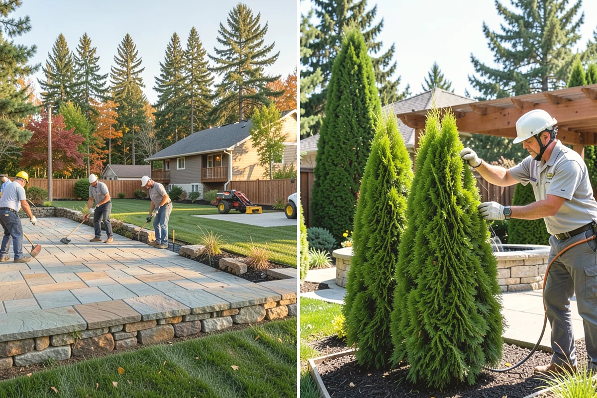 River Rock Installation in Mill Creek, Snohomish County, WA - Lay out the bed or creek-bed path