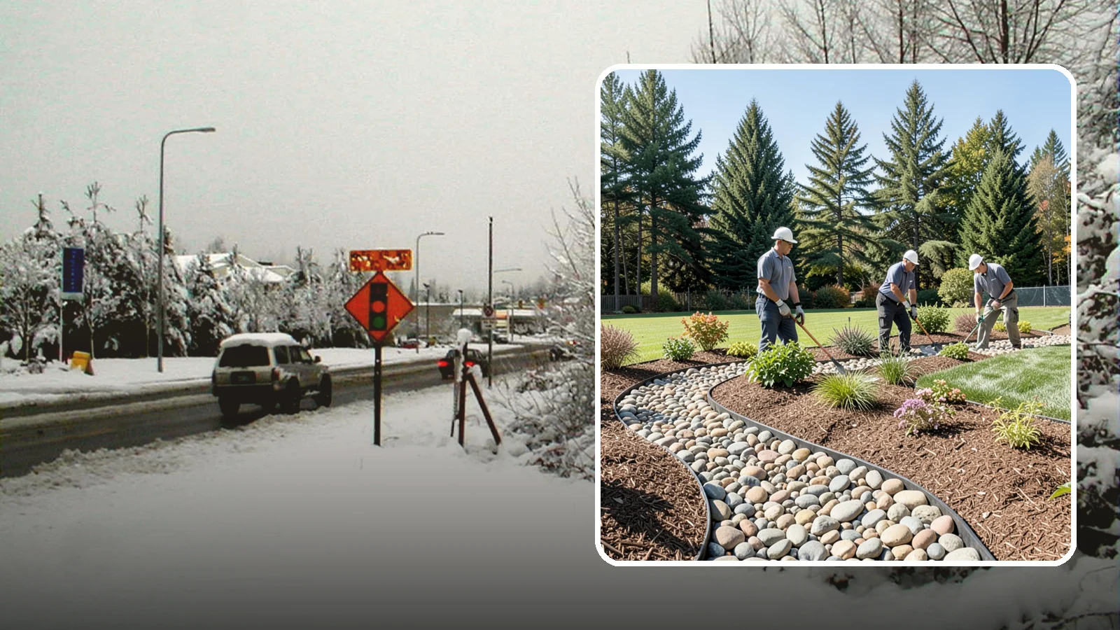 River Rock Installation in Newcastle, King County, WA - Smooth river rock installed for decorative beds, dry creek beds, and natural-looking drainage accents.