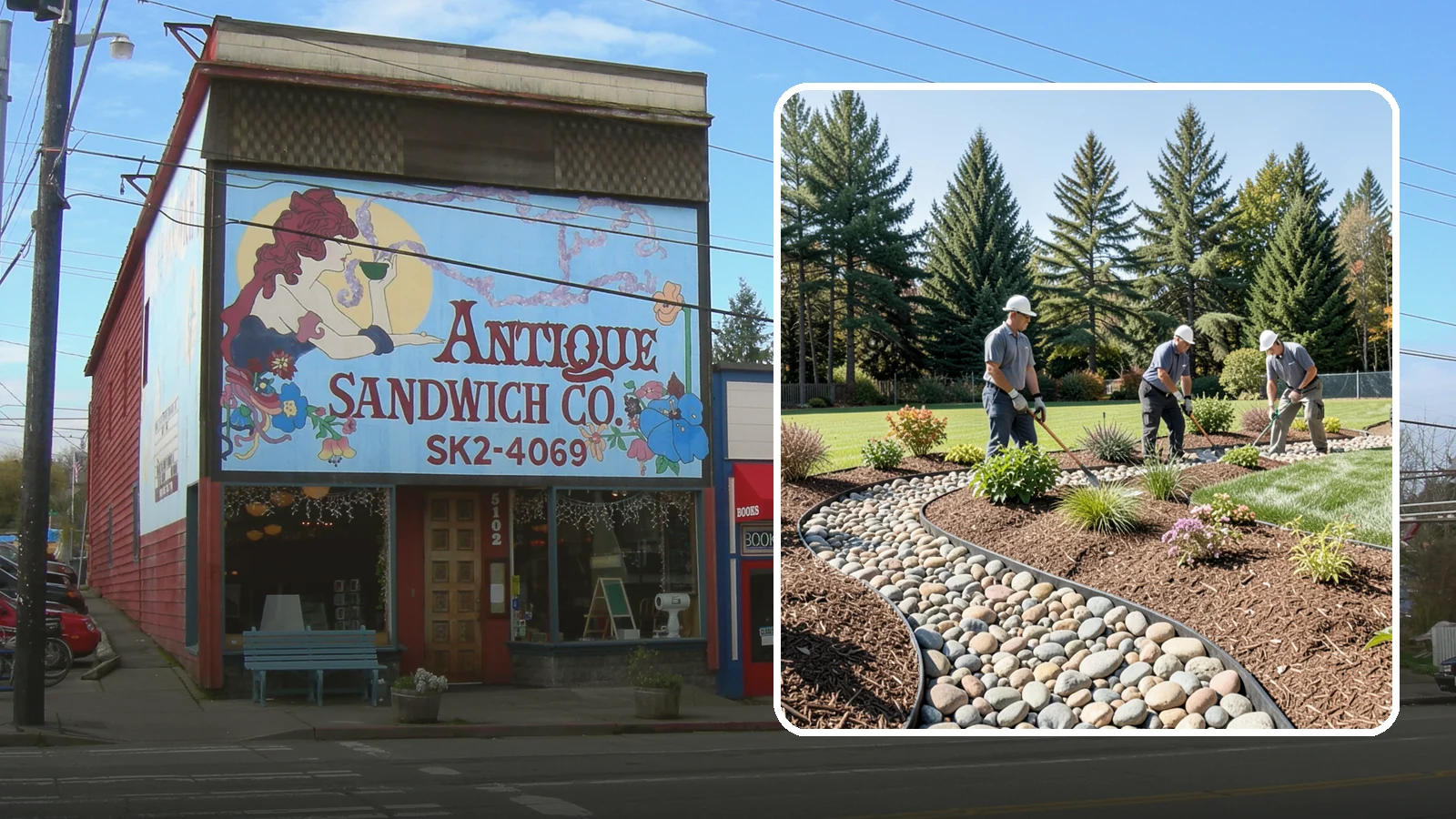 River Rock Installation in Ruston, Pierce County, WA - Smooth river rock installed for decorative beds, dry creek beds, and natural-looking drainage accents.