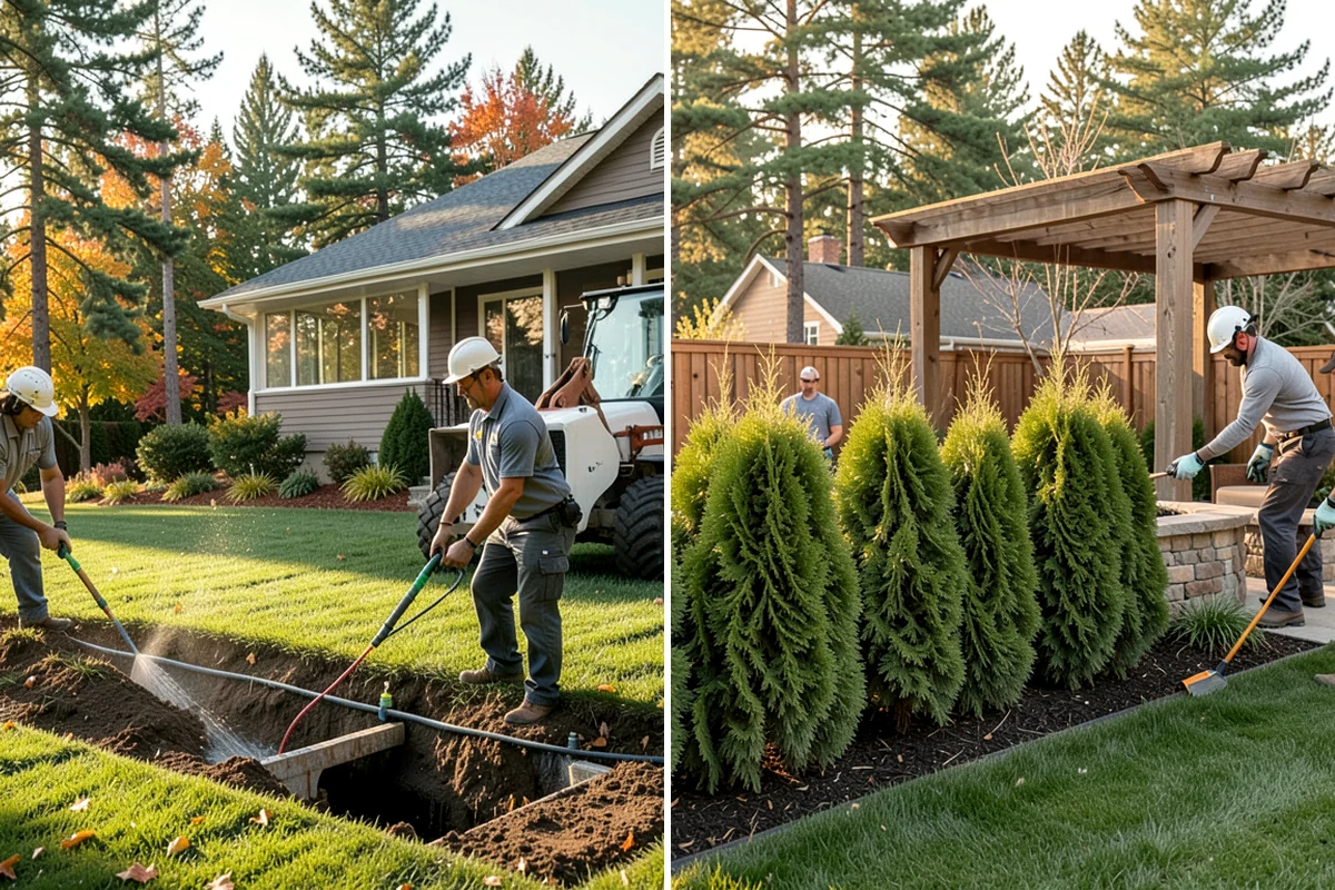 River Rock Installation in Sedro-Woolley, Skagit County, WA - Lay out the bed or creek-bed path