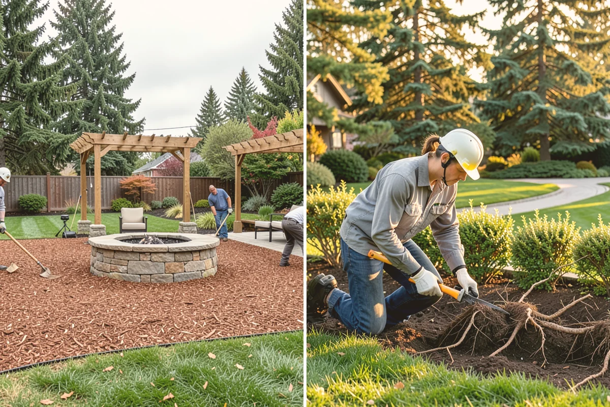 River Rock Installation in Snohomish, Snohomish County, WA - Lay out the bed or creek-bed path