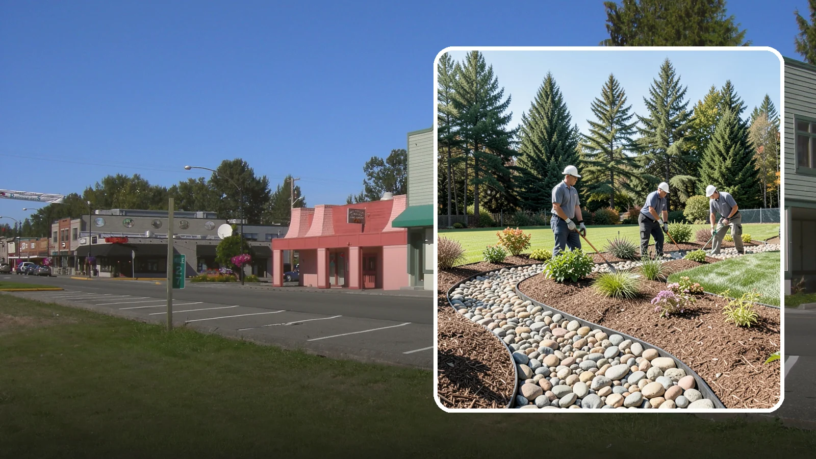 River Rock Installation in Snoqualmie, King County, WA - Smooth river rock installed for decorative beds, dry creek beds, and natural-looking drainage accents.