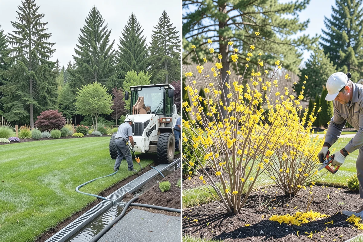 River Rock Installation in South Prairie, Pierce County, WA - Lay out the bed or creek-bed path