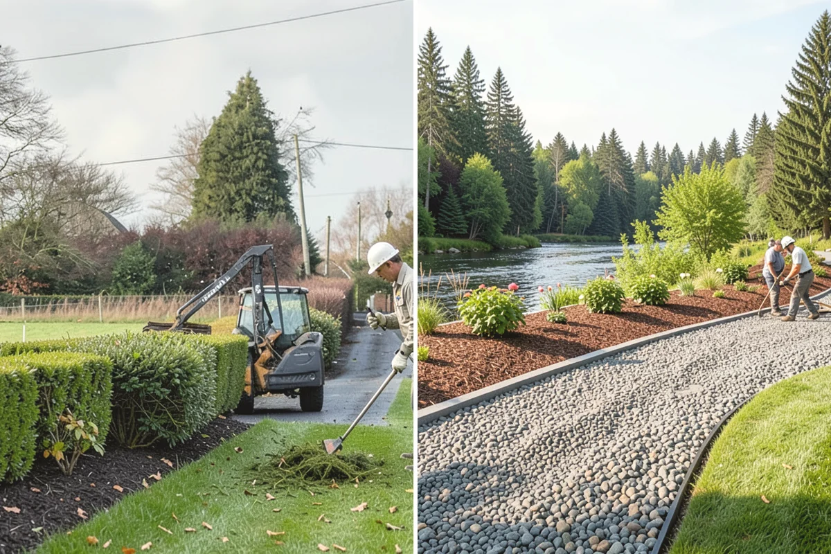 River Rock Installation in Steilacoom, Pierce County, WA - Lay out the bed or creek-bed path