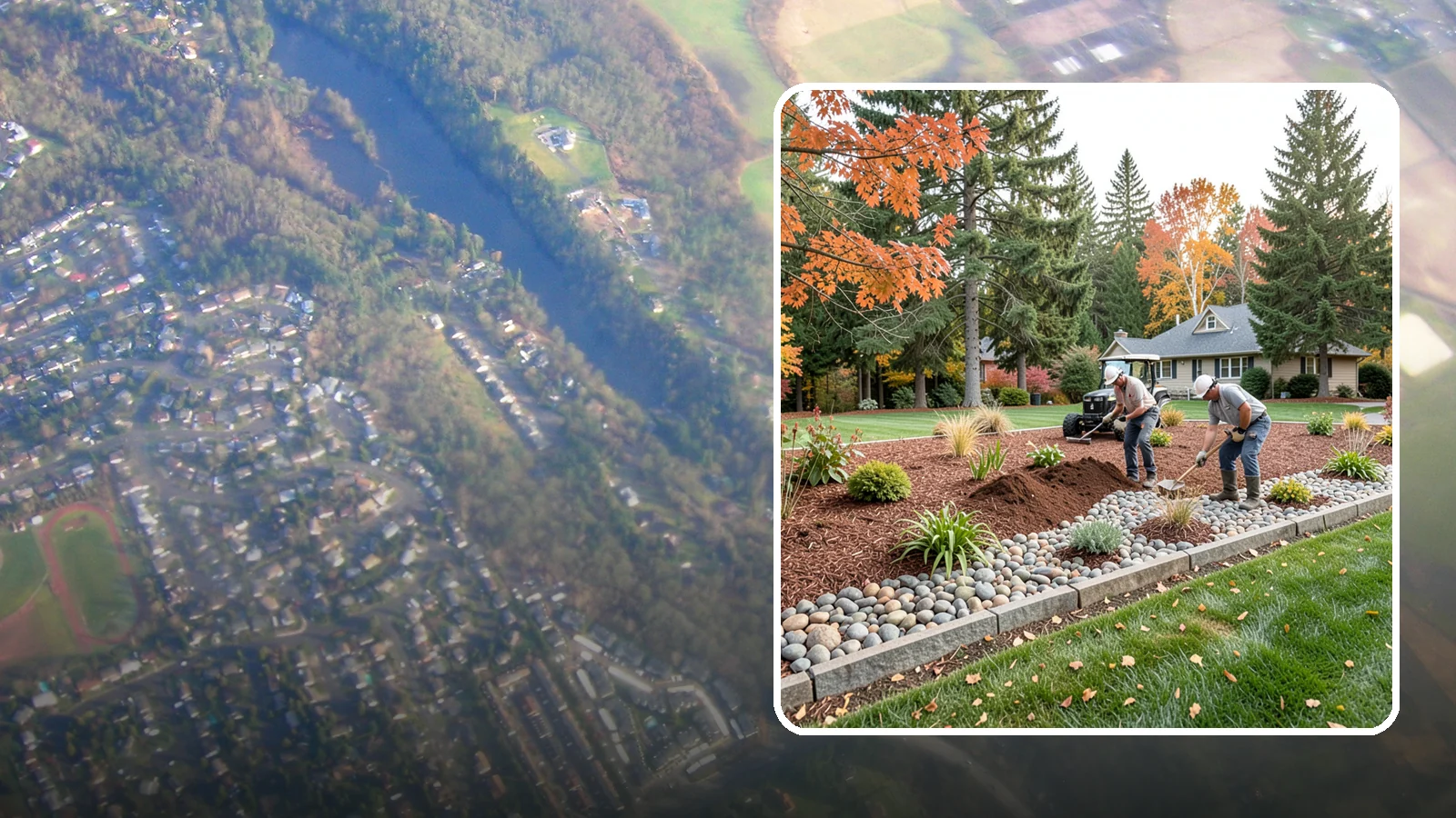 Rock Replacement in Algona, King County, WA - Old, dirt-choked rock removed and replaced with clean decorative stone and fresh weed barrier.