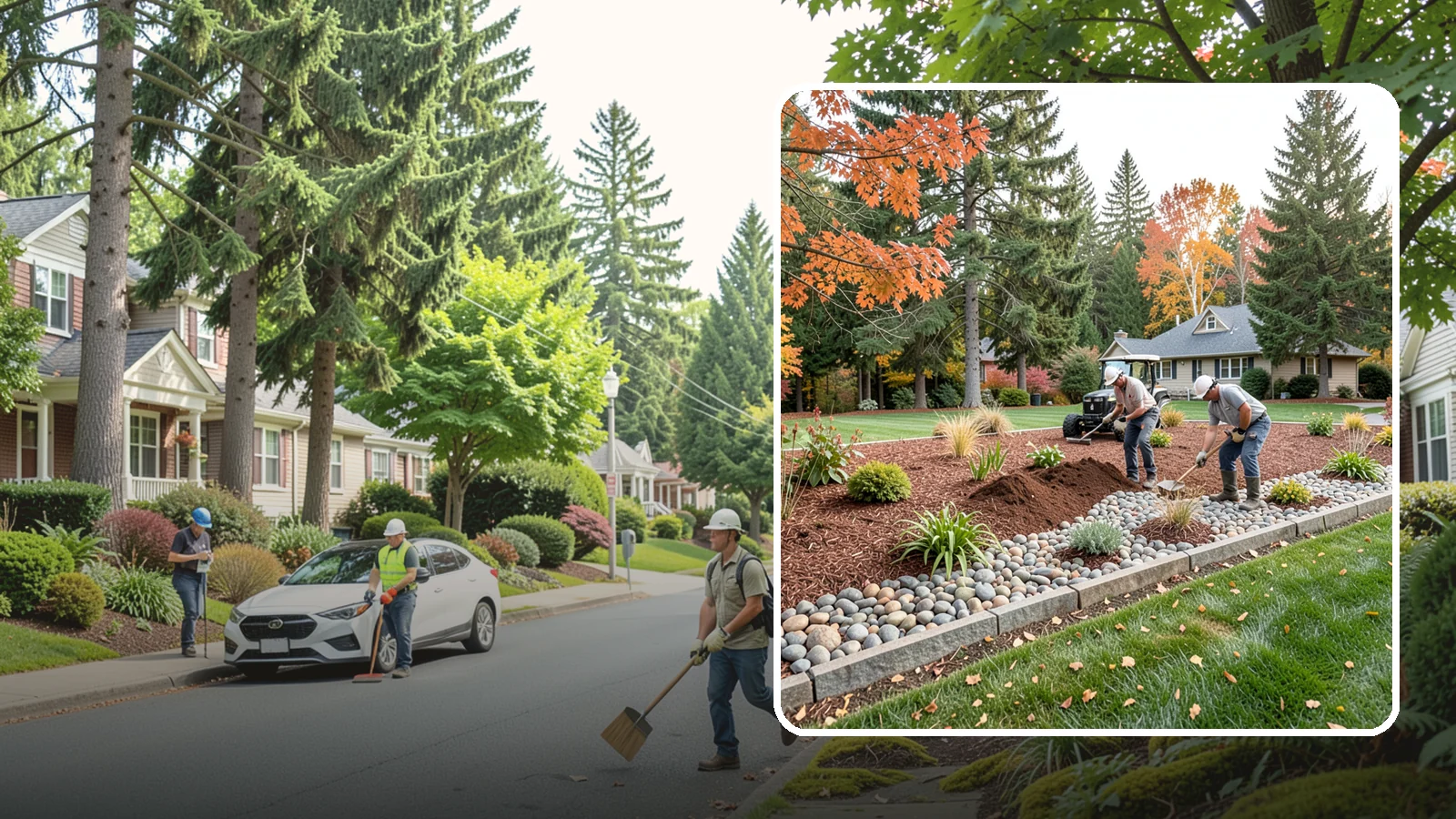 Rock Replacement in Beaux Arts Village, King County, WA - Old, dirt-choked rock removed and replaced with clean decorative stone and fresh weed barrier.