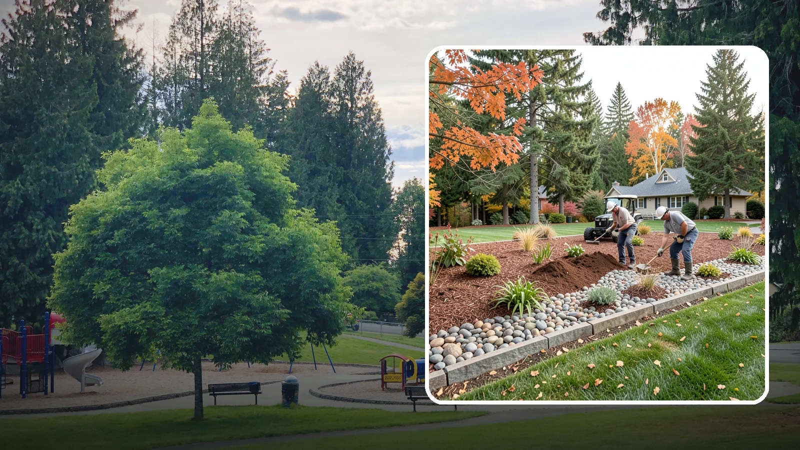Rock Replacement in Bonney Lake, Pierce County, WA - Old, dirt-choked rock removed and replaced with clean decorative stone and fresh weed barrier.