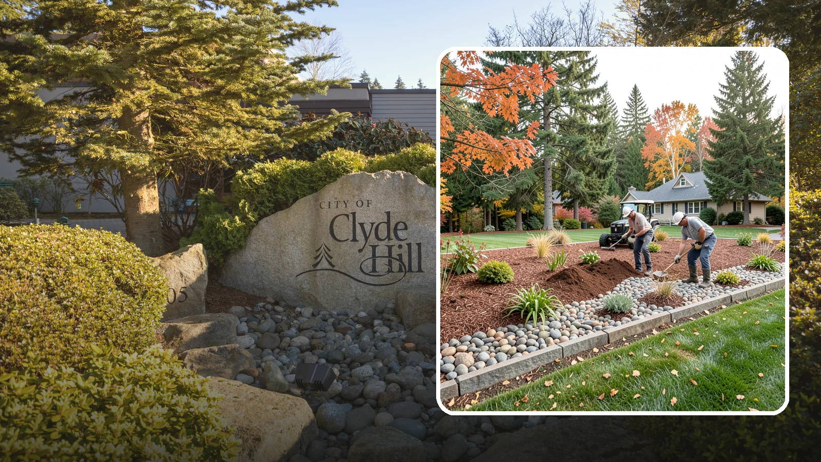 Rock Replacement in Clyde Hill, King County, WA - Old, dirt-choked rock removed and replaced with clean decorative stone and fresh weed barrier.