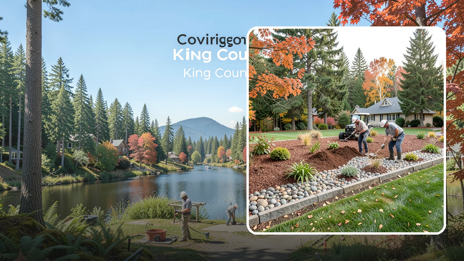 Rock Replacement in Covington, King County, WA - Old, dirt-choked rock removed and replaced with clean decorative stone and fresh weed barrier.