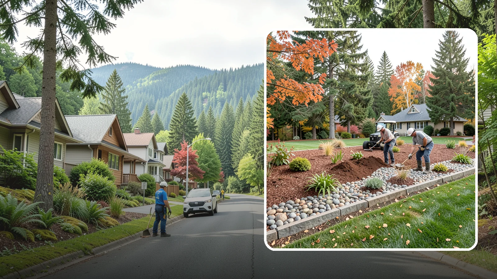 Rock Replacement in Darrington, Snohomish County, WA - Old, dirt-choked rock removed and replaced with clean decorative stone and fresh weed barrier.