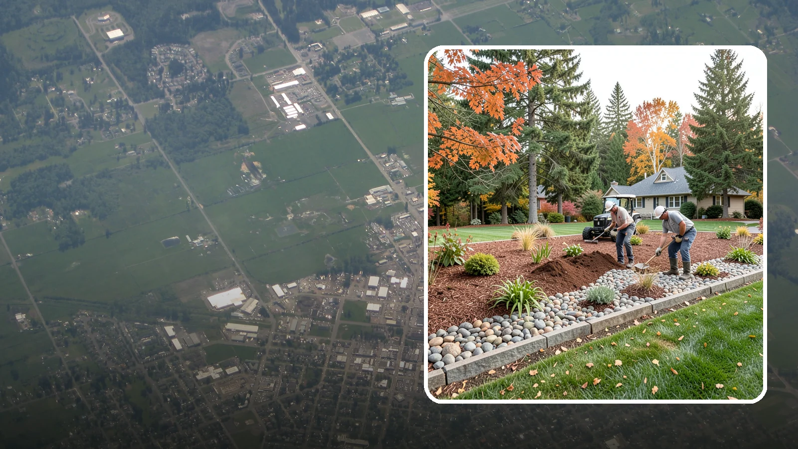 Rock Replacement in Enumclaw, King County, WA - Old, dirt-choked rock removed and replaced with clean decorative stone and fresh weed barrier.