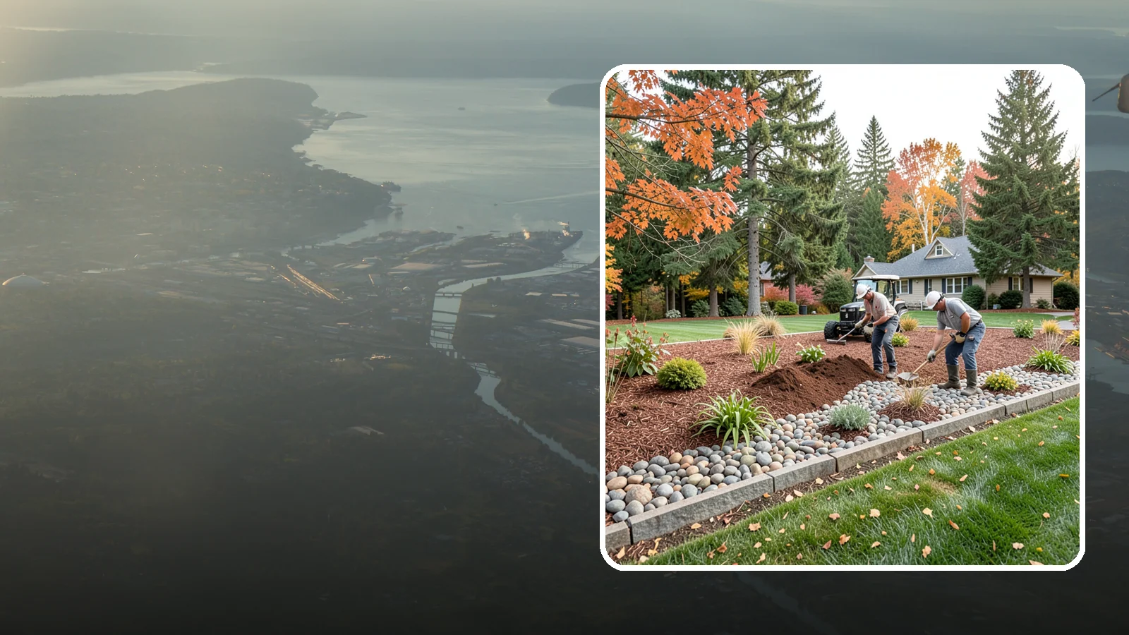Rock Replacement in Fife, Pierce County, WA - Old, dirt-choked rock removed and replaced with clean decorative stone and fresh weed barrier.