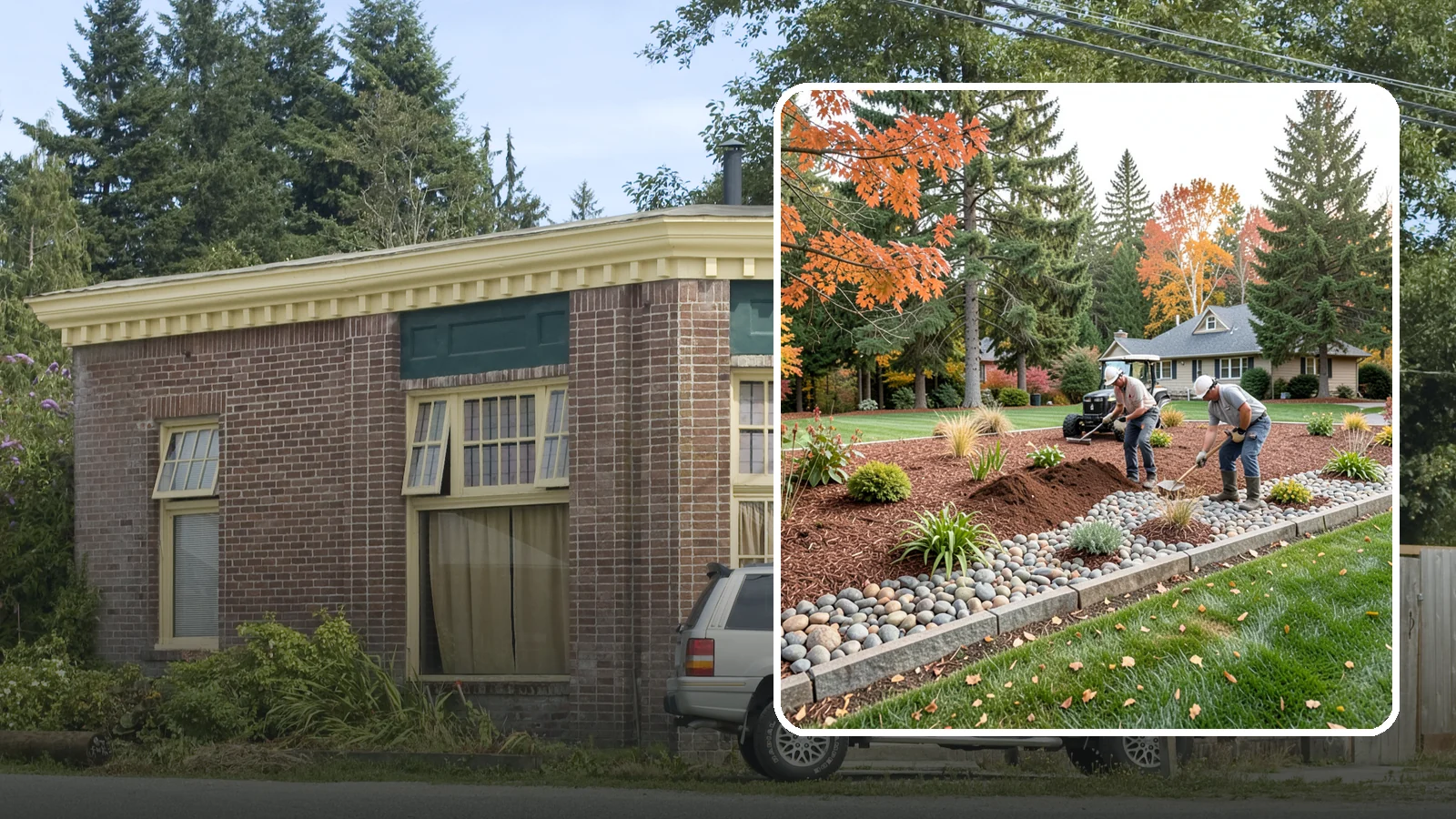 Rock Replacement in Hamilton, Skagit County, WA - Old, dirt-choked rock removed and replaced with clean decorative stone and fresh weed barrier.