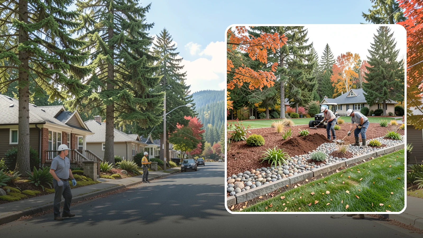 Rock Replacement in Hunts Point, King County, WA - Old, dirt-choked rock removed and replaced with clean decorative stone and fresh weed barrier.