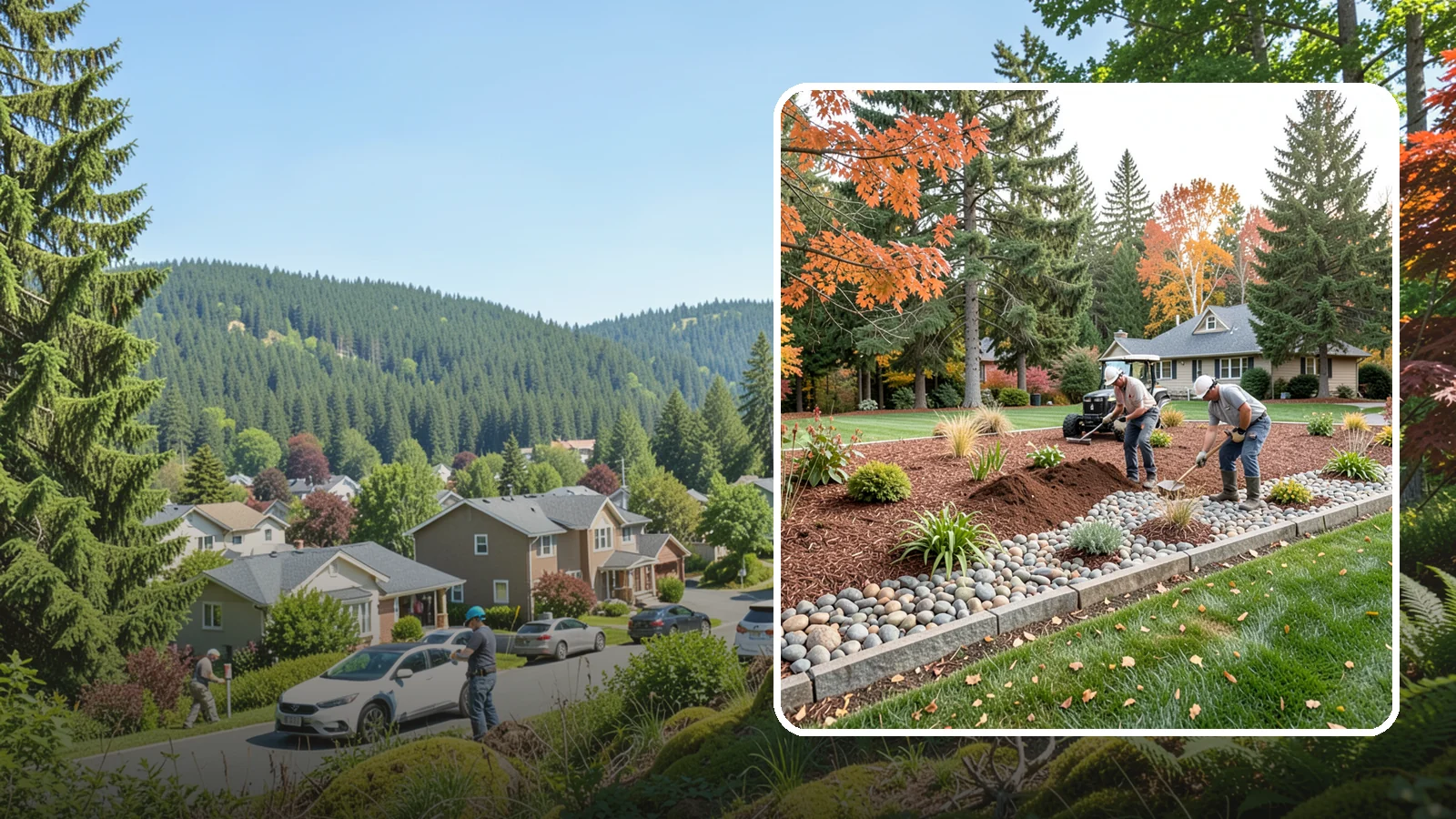 Rock Replacement in Index, Snohomish County, WA - Old, dirt-choked rock removed and replaced with clean decorative stone and fresh weed barrier.