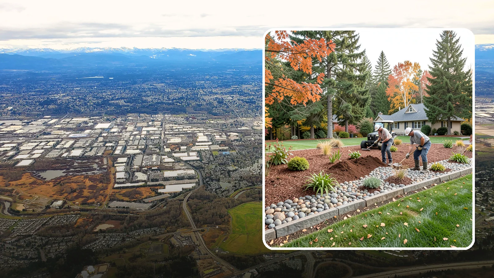 Rock Replacement in Kent, King County, WA - Old, dirt-choked rock removed and replaced with clean decorative stone and fresh weed barrier.