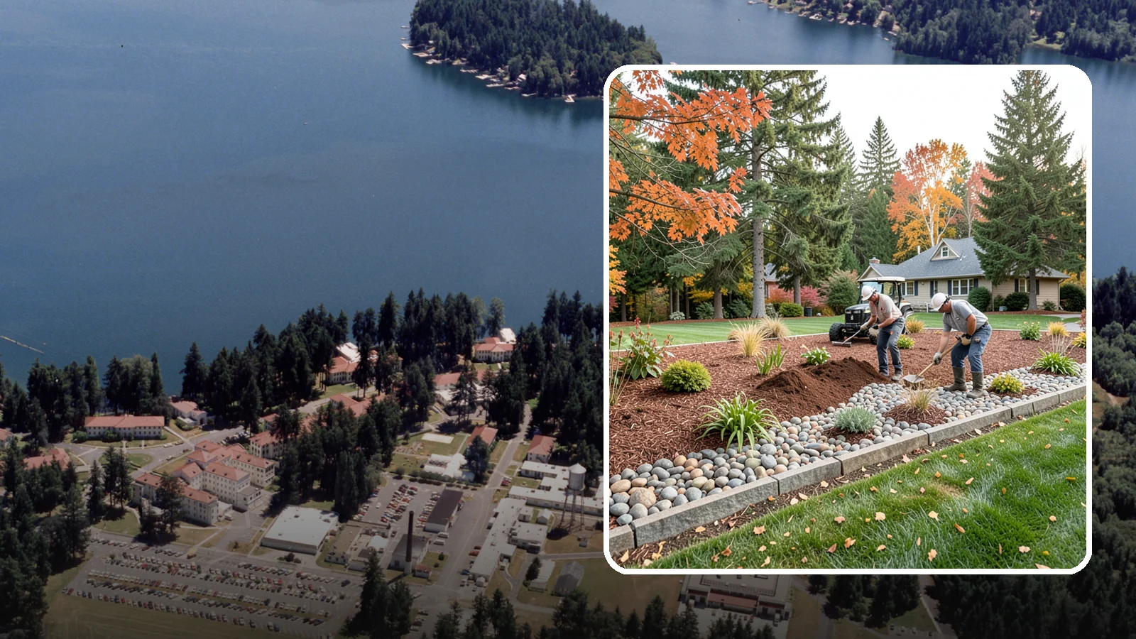 Rock Replacement in Lakewood, Pierce County, WA - Old, dirt-choked rock removed and replaced with clean decorative stone and fresh weed barrier.