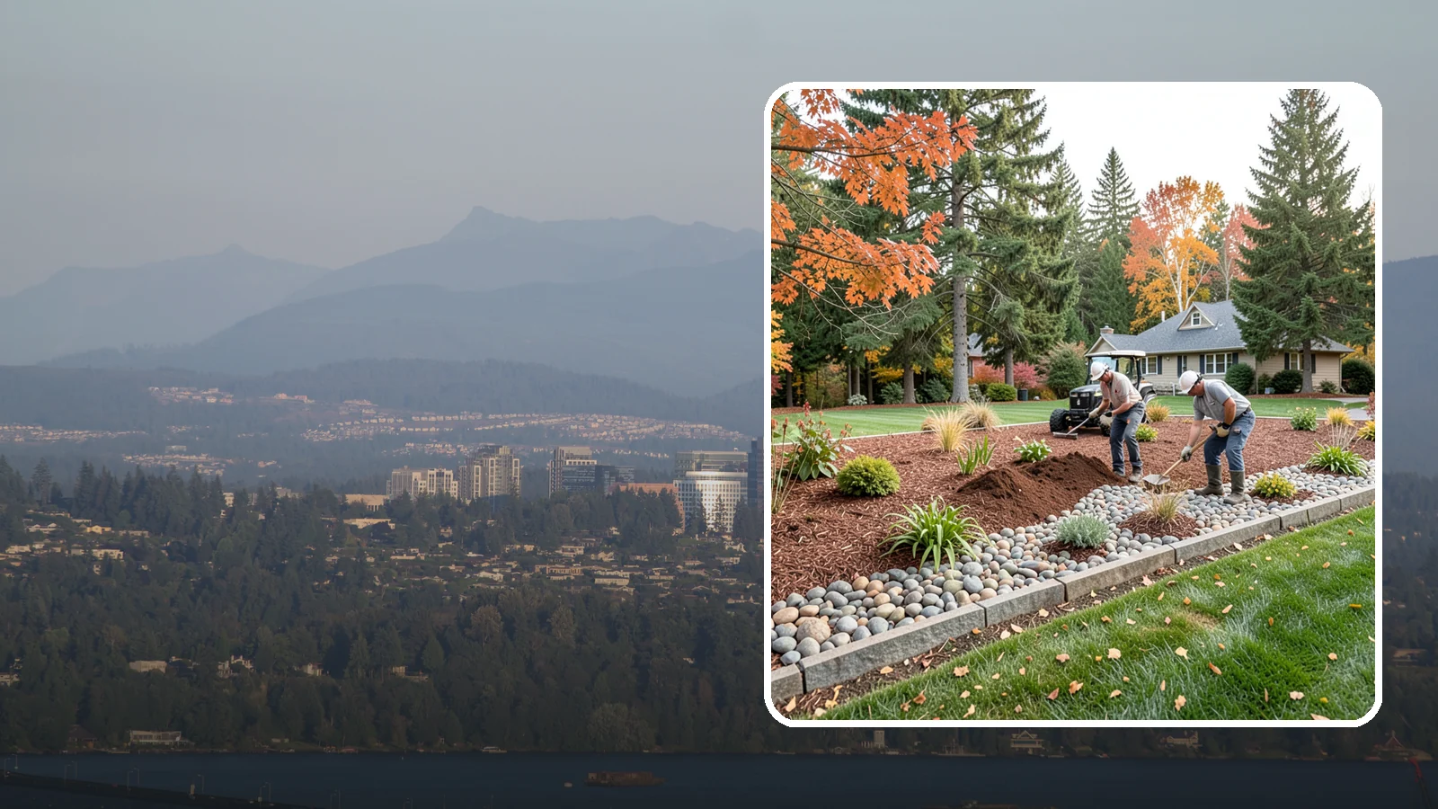 Rock Replacement in Medina, King County, WA - Old, dirt-choked rock removed and replaced with clean decorative stone and fresh weed barrier.