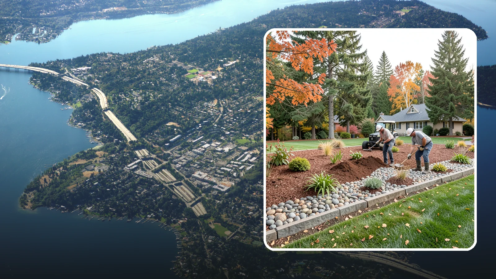 Rock Replacement in Mercer Island, King County, WA - Old, dirt-choked rock removed and replaced with clean decorative stone and fresh weed barrier.