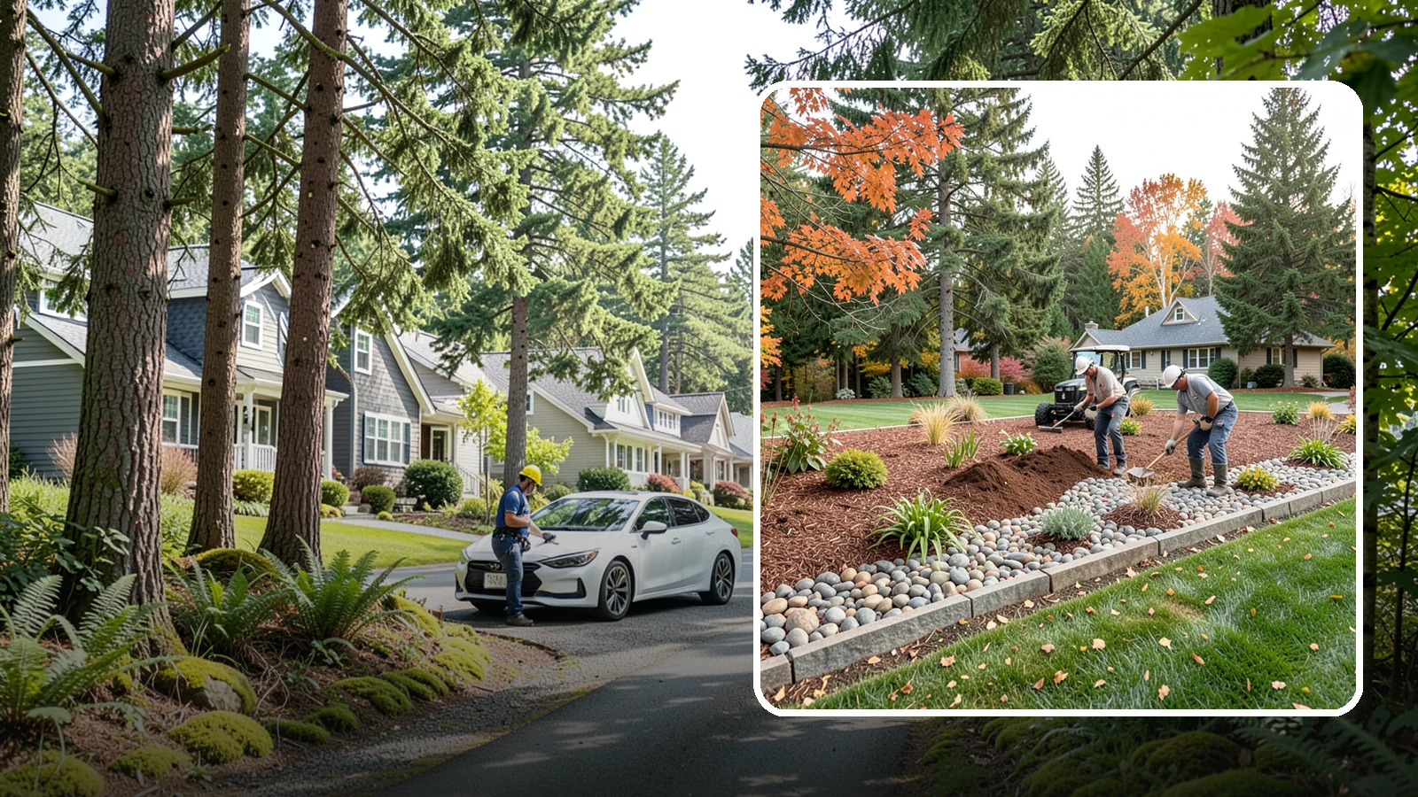 Rock Replacement in Normandy Park, King County, WA - Old, dirt-choked rock removed and replaced with clean decorative stone and fresh weed barrier.