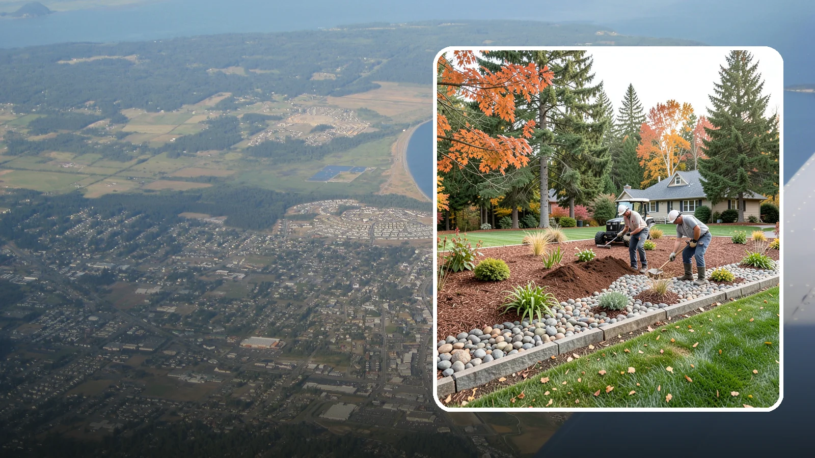 Rock Replacement in Oak Harbor, Island County, WA - Old, dirt-choked rock removed and replaced with clean decorative stone and fresh weed barrier.