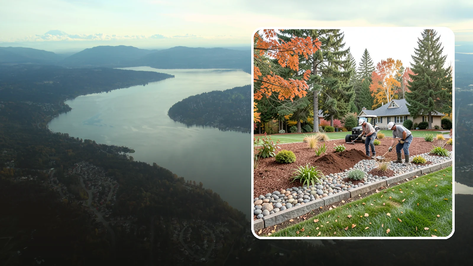 Rock Replacement in Sammamish, King County, WA - Old, dirt-choked rock removed and replaced with clean decorative stone and fresh weed barrier.