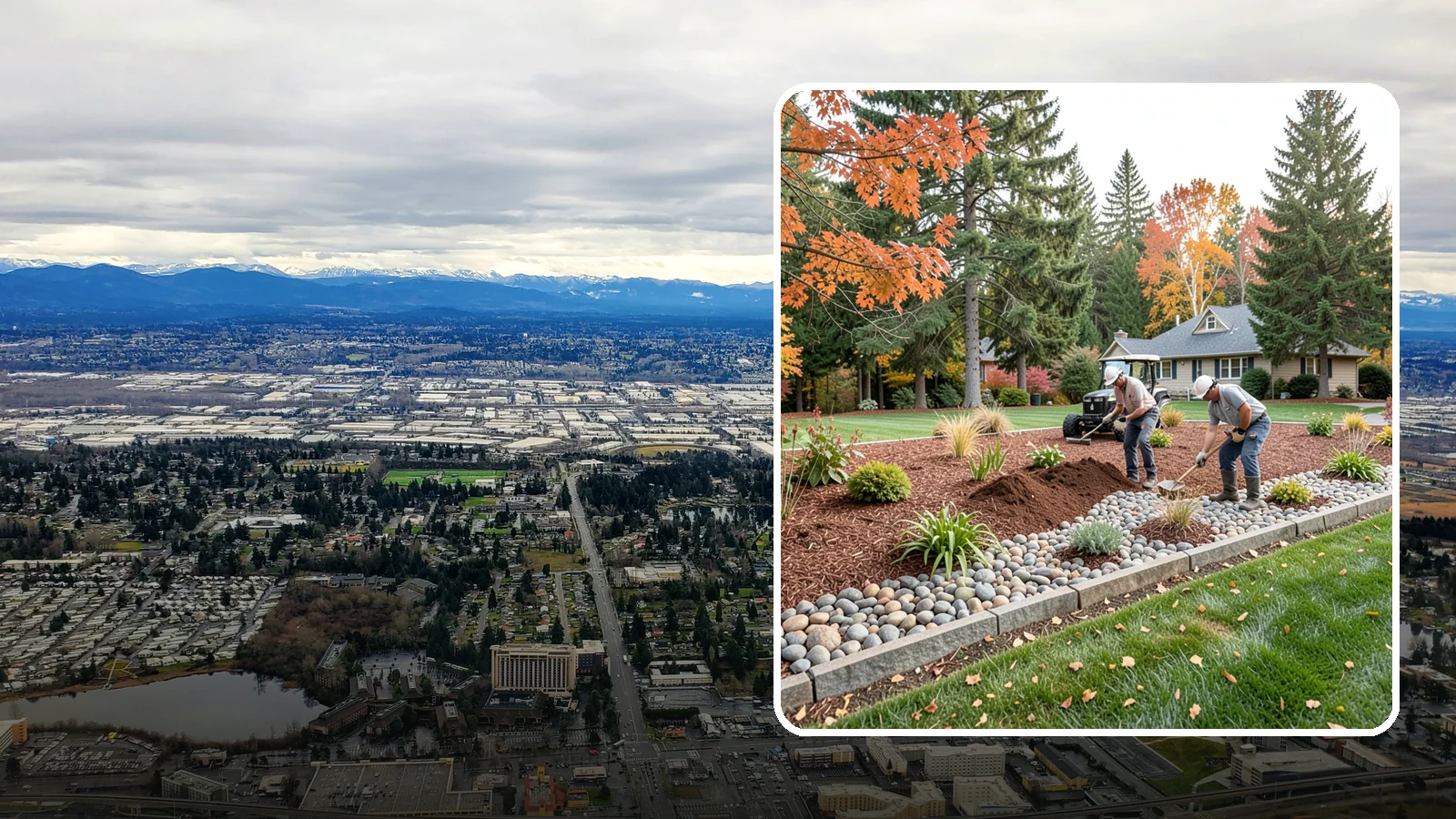 Rock Replacement in SeaTac, King County, WA - Old, dirt-choked rock removed and replaced with clean decorative stone and fresh weed barrier.