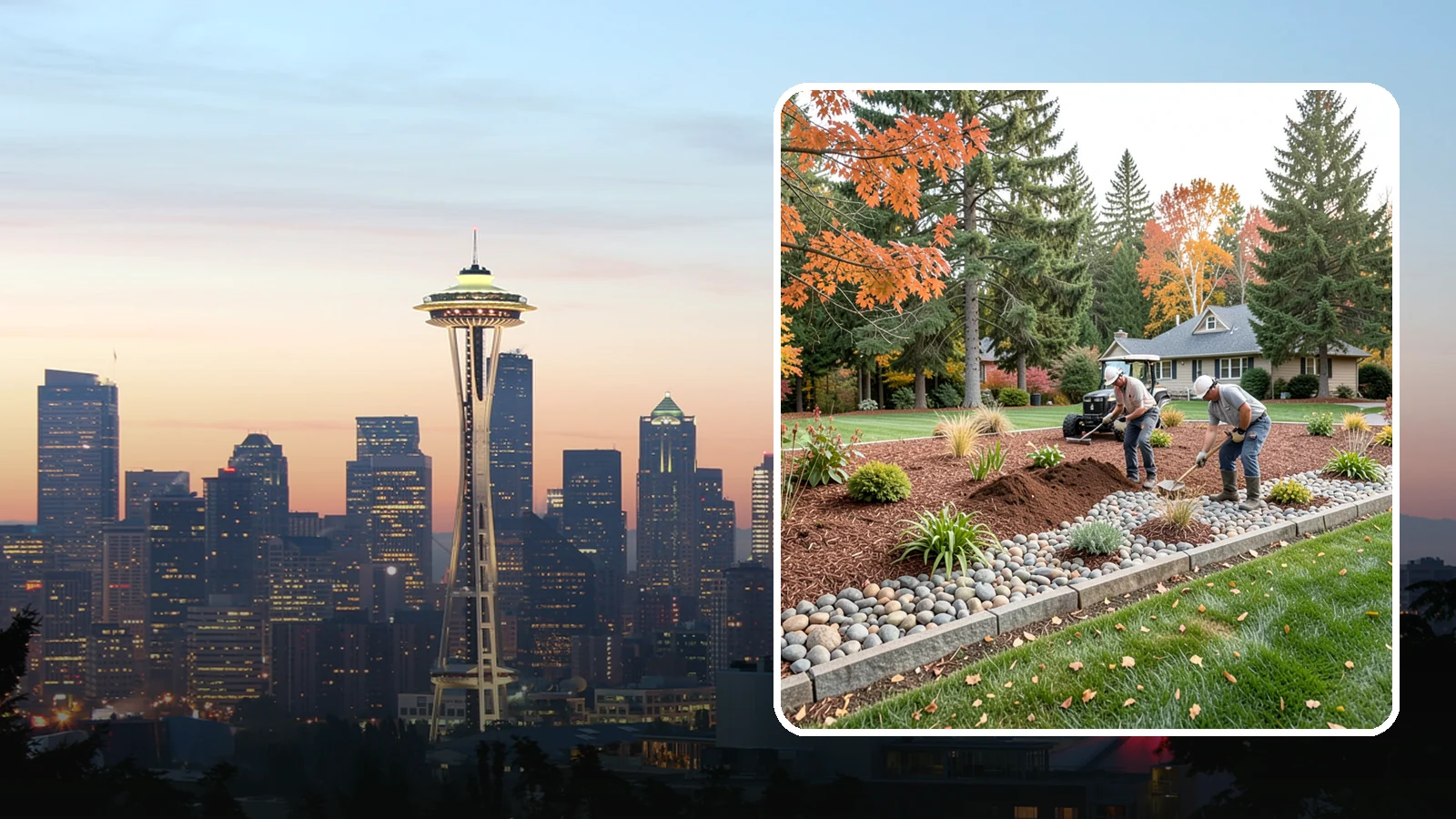 Rock Replacement in Seattle, King County, WA - Old, dirt-choked rock removed and replaced with clean decorative stone and fresh weed barrier.