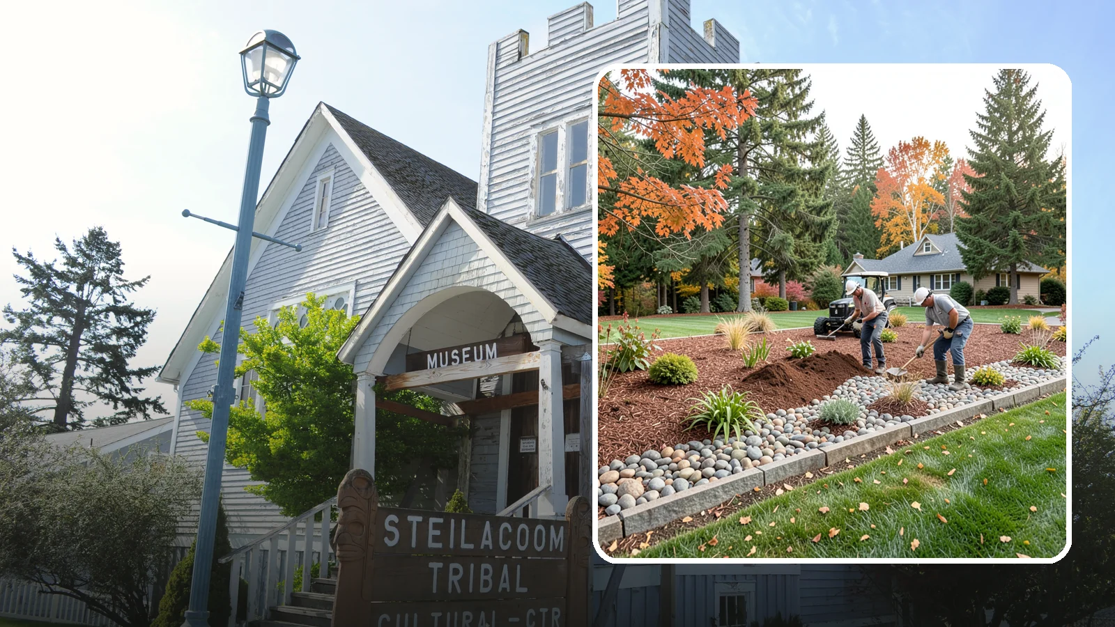Rock Replacement in Steilacoom, Pierce County, WA - Old, dirt-choked rock removed and replaced with clean decorative stone and fresh weed barrier.