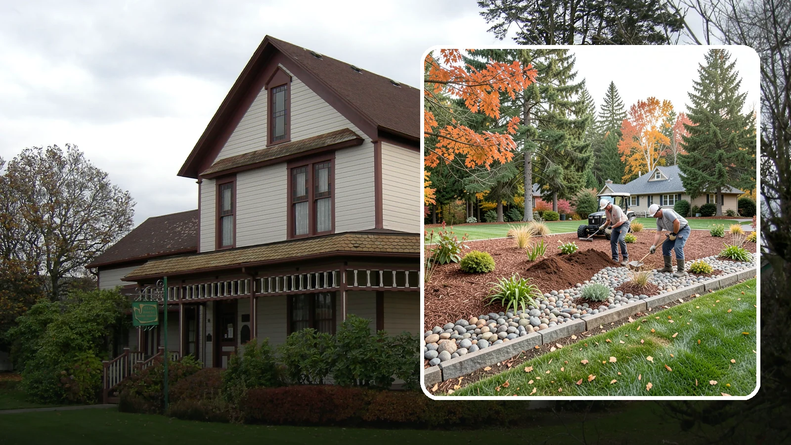 Rock Replacement in Sumner, Pierce County, WA - Old, dirt-choked rock removed and replaced with clean decorative stone and fresh weed barrier.