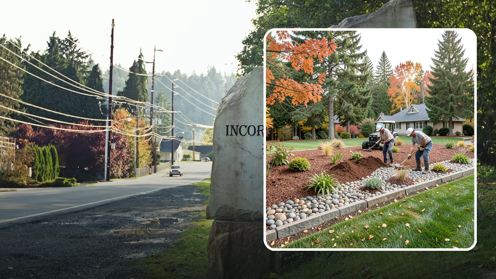 Rock Replacement in Wilkeson, Pierce County, WA - Old, dirt-choked rock removed and replaced with clean decorative stone and fresh weed barrier.