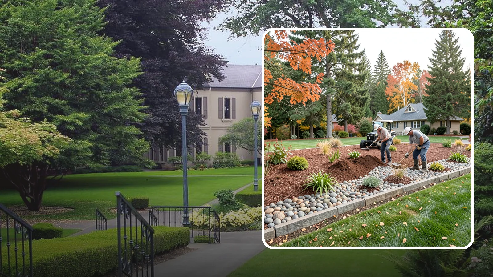 Rock Replacement in Woodinville, King County, WA - Old, dirt-choked rock removed and replaced with clean decorative stone and fresh weed barrier.