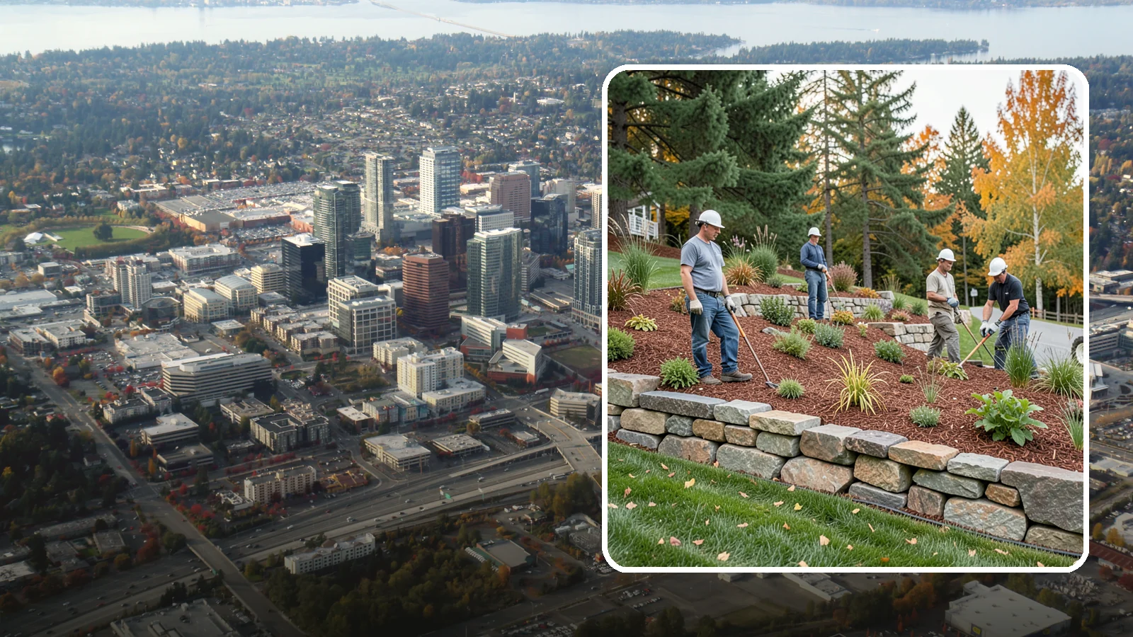 Rockery Wall Installation in Bellevue, King County, WA - A regional PNW favorite of stacked quarry rock built as a free-draining rockery to stabilize and beautify Western Washington...
