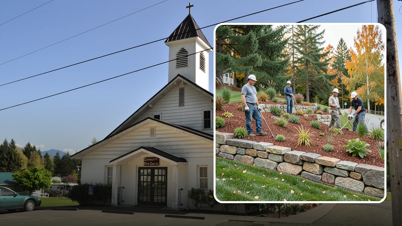 Rockery Wall Installation in Concrete, Skagit County, WA - A regional PNW favorite of stacked quarry rock built as a free-draining rockery to stabilize and beautify Western Washington...