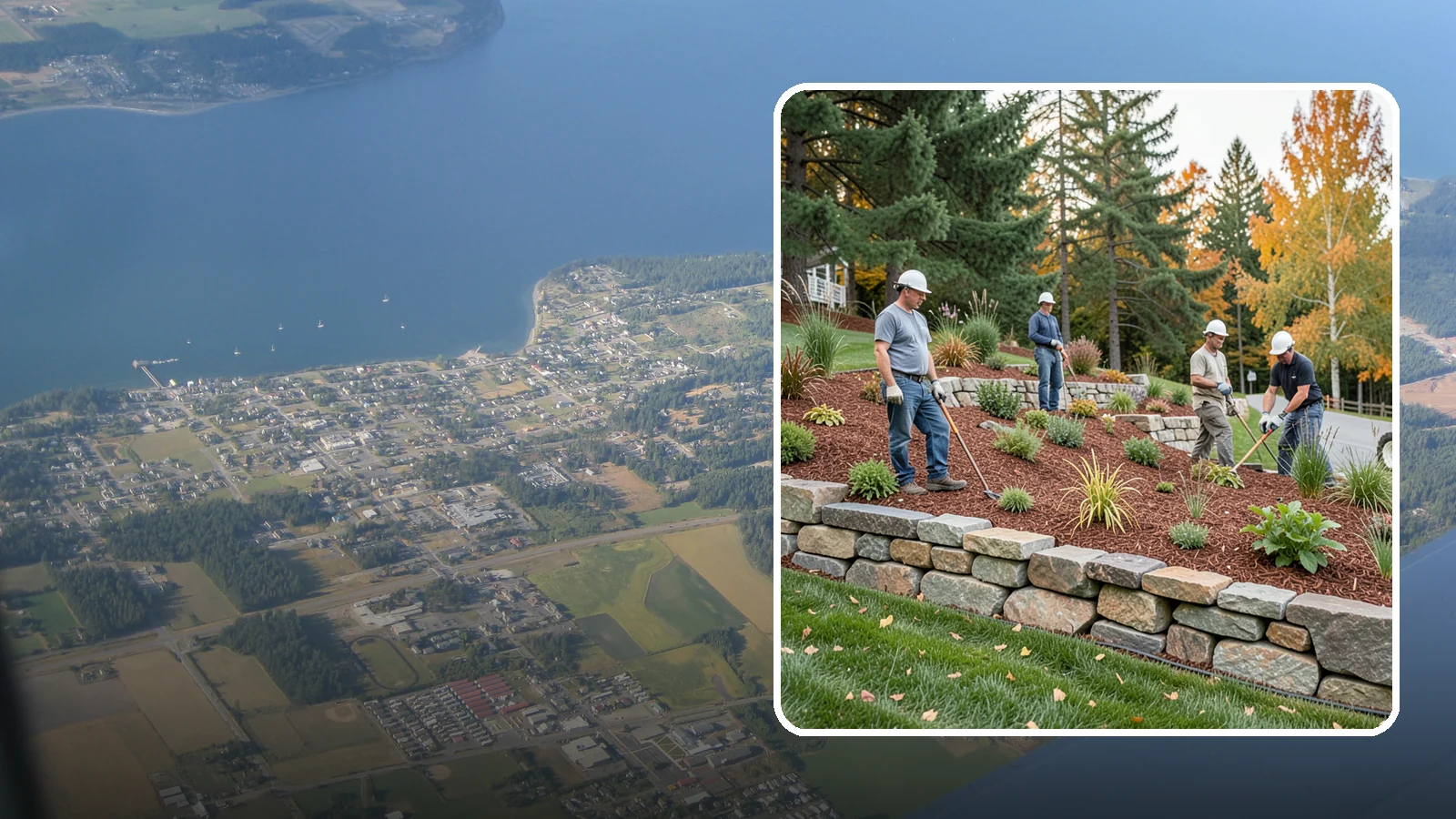 Rockery Wall Installation in Coupeville, Island County, WA - A regional PNW favorite of stacked quarry rock built as a free-draining rockery to stabilize and beautify Western Washington...