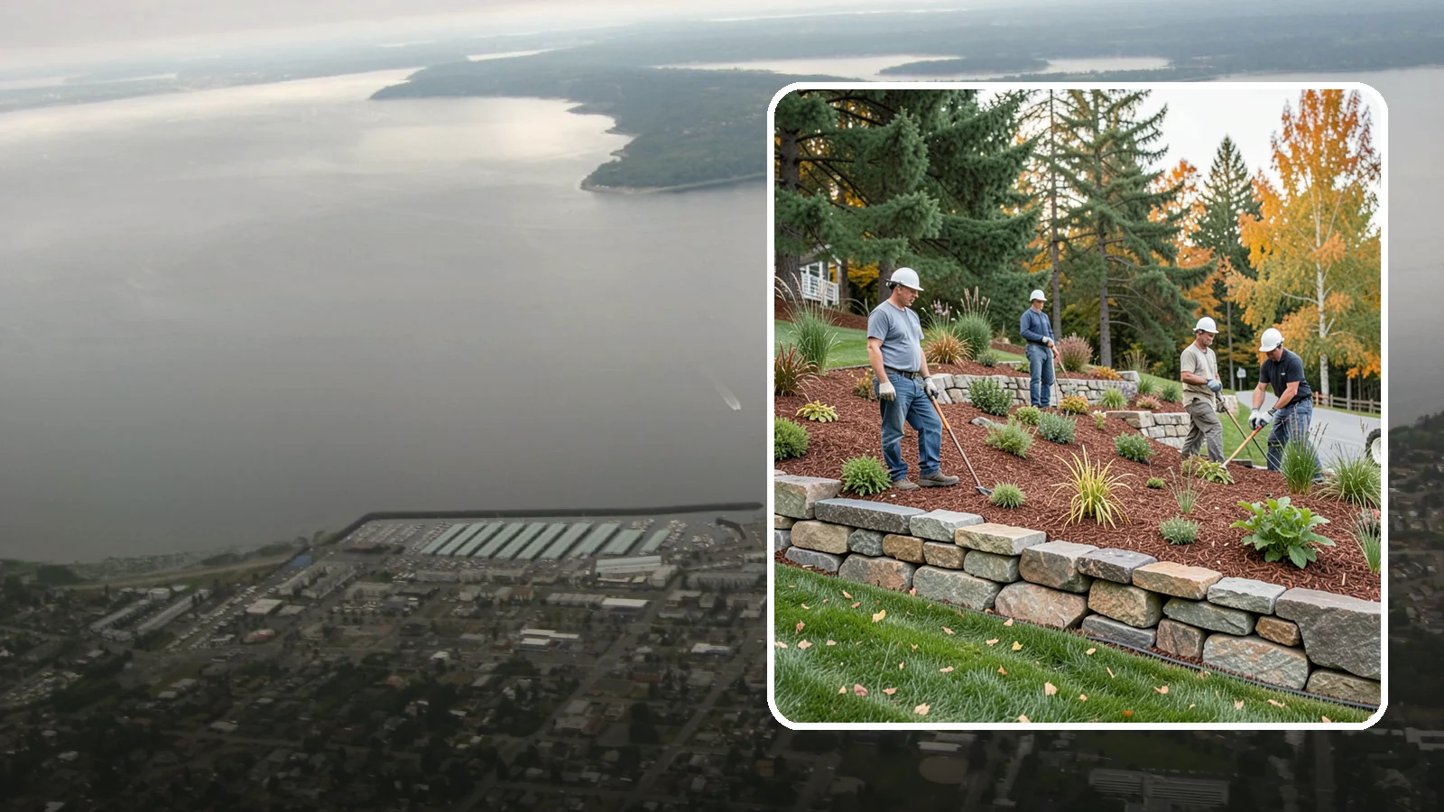 Rockery Wall Installation in Des Moines, King County, WA - A regional PNW favorite of stacked quarry rock built as a free-draining rockery to stabilize and beautify Western Washington...